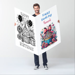 Jumbo-Sized Cupcake and Coloring Page Birthday Card