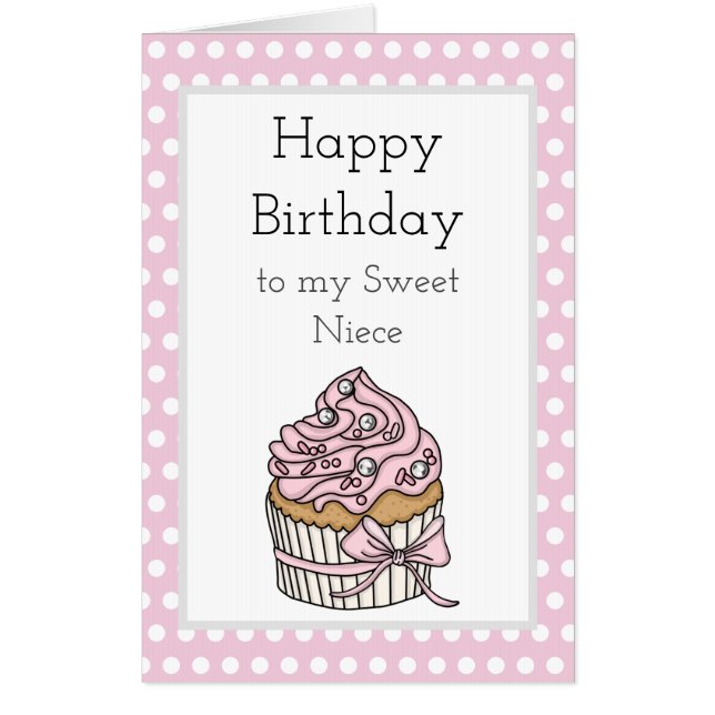 Jumbo-Sized Cupcake | Happy Birthday Niece Card (Front)