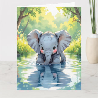 Jumbo-Sized Elephant and Coloring Page Birthday Card