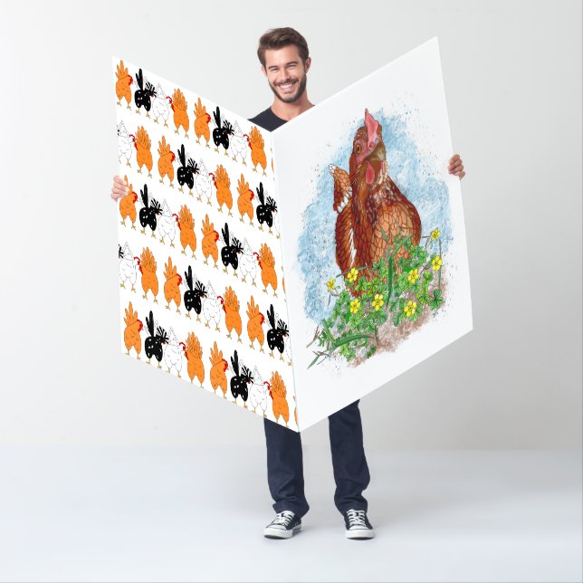 Jumbo Sized Hand drawn Chicken Art Happy Birthday Card (In Situ)