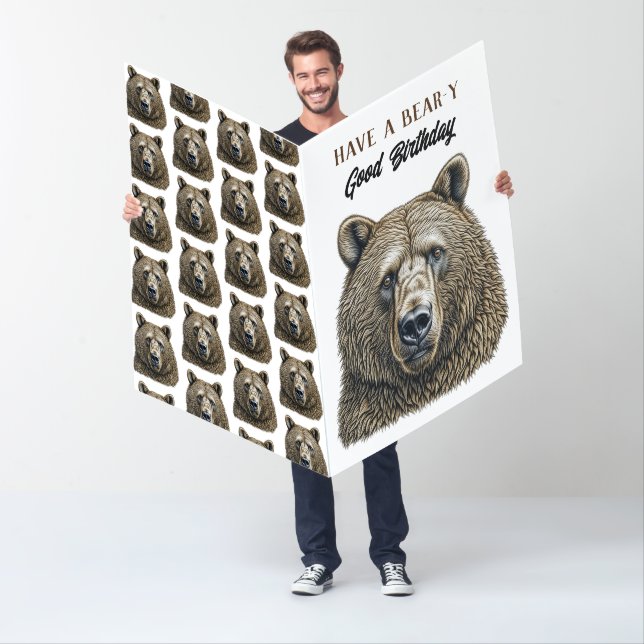 Jumbo-Sized Happy Birthday Brown Bear Themed Card (In Situ)