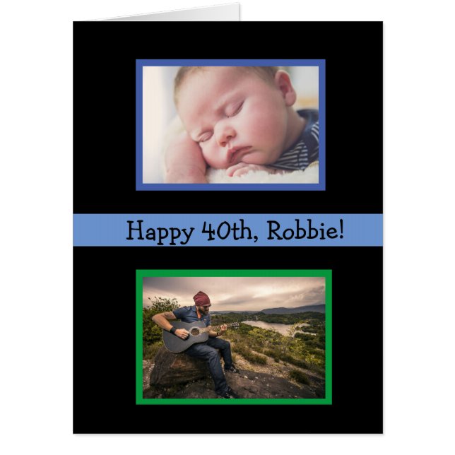 Jumbo Sized Happy Birthday Now and Then Photos Card (Front)