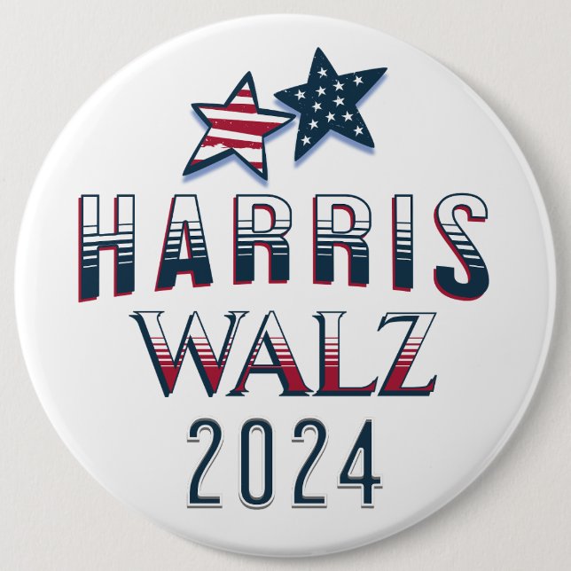 Jumbo-Sized Harris and Walz 2024 Button (Front)