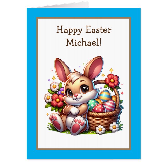 Jumbo Sized Kid's Activity Easter Bunny Card (Front)
