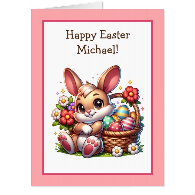 Jumbo Sized Kid's Activity Easter Bunny Card (Front)