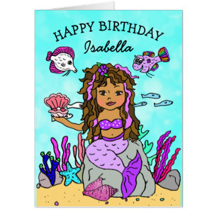 Jumbo Sized Mermaid Happy Birrthday Personalized Card