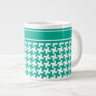 Jumbo-sized Mug, Emerald Green Dogtooth Check Giant Coffee Mug