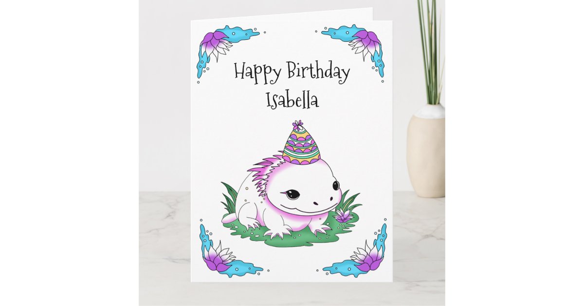 Jumbo Sized Personalized Axolotl Birthday Card | Zazzle