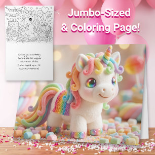 Jumbo-Sized Unicorn and Card with Coloring Page