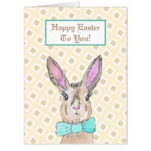 Jumbo Sized Vintage Bunny Rabbit Happy Easter Card