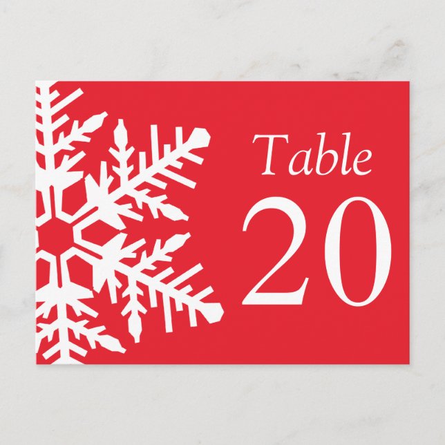 Jumbo Snowflake Table Numbers (Red / White) (Front)