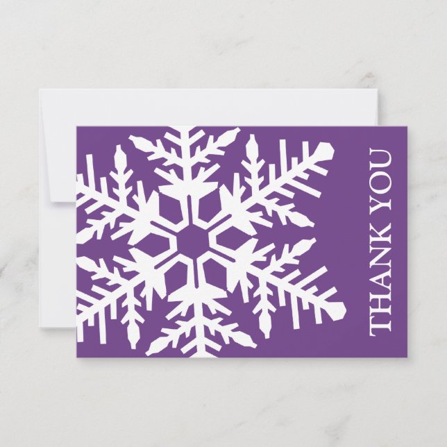Jumbo Snowflake Thank You Card (Dark Purple/White) (Front)