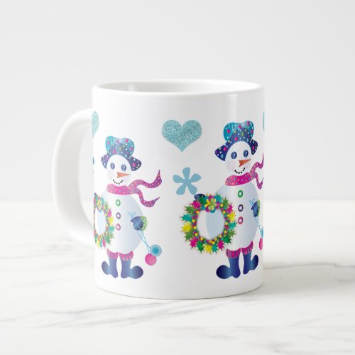 Jumbo Snowman Kaleidoscope Collection Christmas Giant Coffee Mug