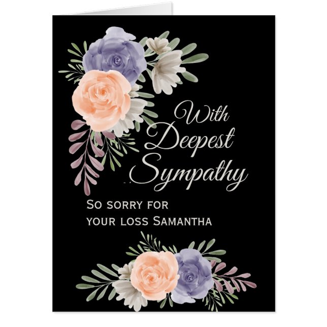 Jumbo Sympathy Floral Peony Rose Group Signing Card (Front)