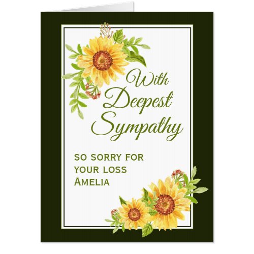 Jumbo Sympathy Floral Yellow Sunflower Card