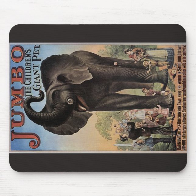Jumbo The Giant Elephant Retro Theater Mouse Pad (Front)