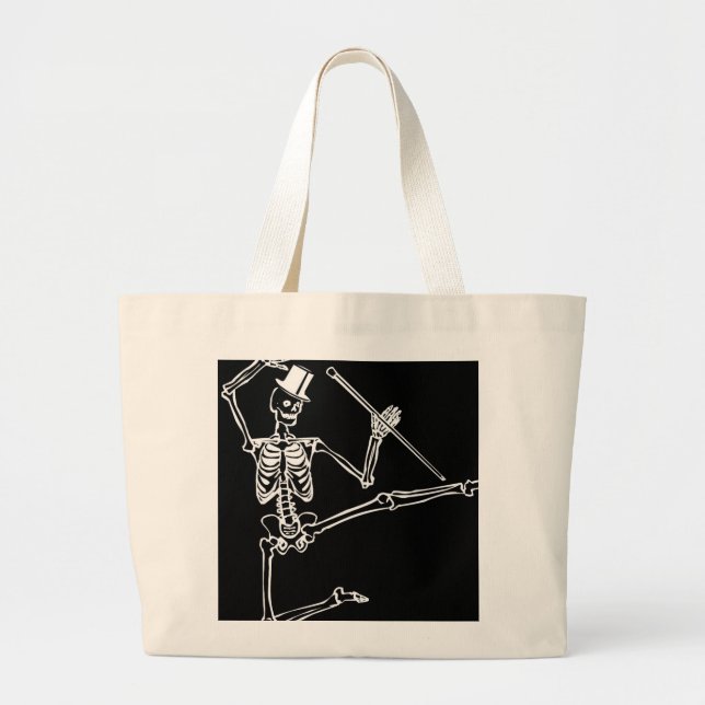 Jumbo Tote DANCING SKELETON WITH TOP HAT (Front)