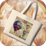 Jumbo TOTE - Hot Air Balloons<br><div class="desc">Three colorful hot air balloons on vintage French postcards are shown on this series of Grocery & Shopping Tote Bags. Available in several bag styles and colors, and shown here in a natural color Jumbo Tote. ►Great for Groceries and other Shopping needs. ►Customize with optional text (words, color, font) on...</div>