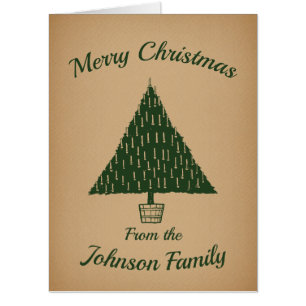 Jumbo Vintage Merry Christmas Card w/ Family Name