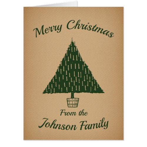 Jumbo Vintage Merry Christmas Card w Family Name