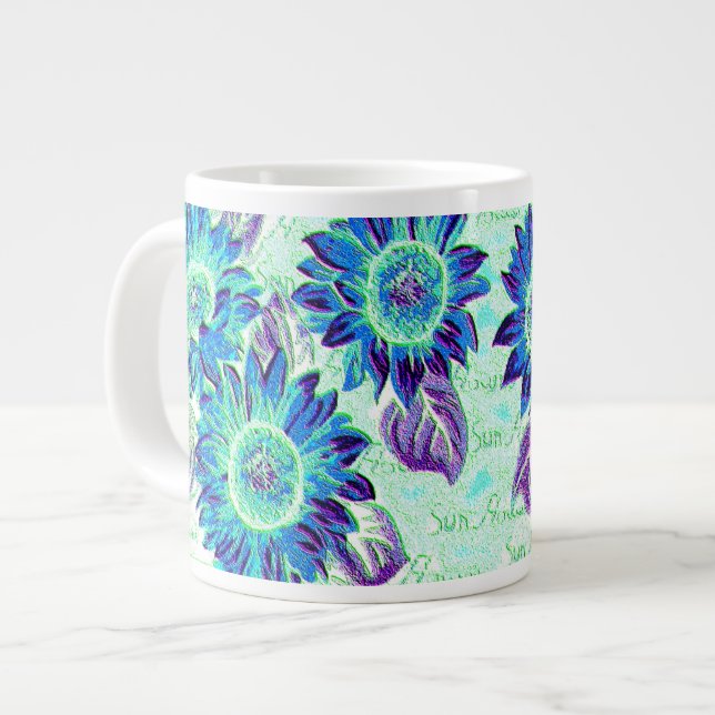 Jumbo Wacky Sunflowers Large Coffee Mug (Front Left)