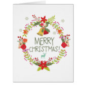 Jumbo Watercolor Wreaths Christmas Card (Front)