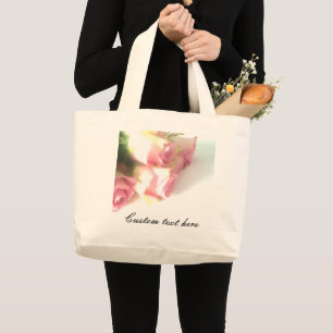 Jumbo wedding tote bag with pink rose photo