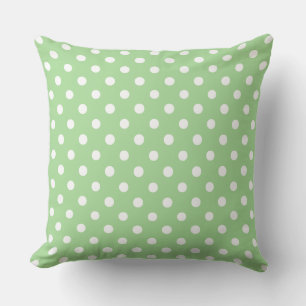 Jumbo White Polka Dots on Apple Green Throw Pillow