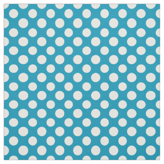 Jumbo White Polka Dots on Bright Blue Fabric