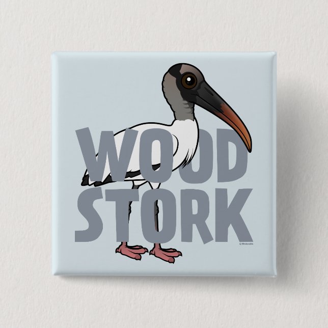 Jumbo Wood Stork Button (Front)