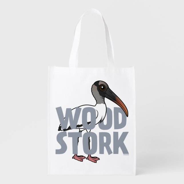 Jumbo Wood Stork Grocery Bag (Front)