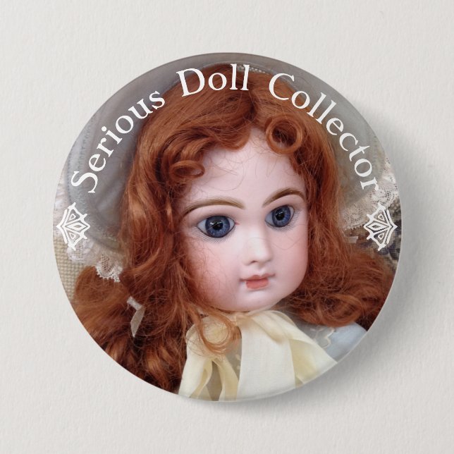 Jumeau Antique Doll Collector 3" Button Pin (Front)