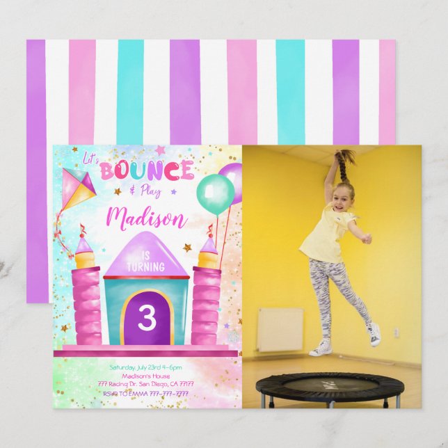 Jump and Bounce Photo Invitation (Front/Back)