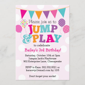 Jump and Play Balloons Invitation (Pink & Purple)