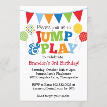 Jump And Play Balloons Invitation (primary) by modernmaryella at Zazzle