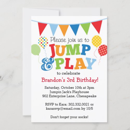 Jump and Play Balloons Invitation Primary
