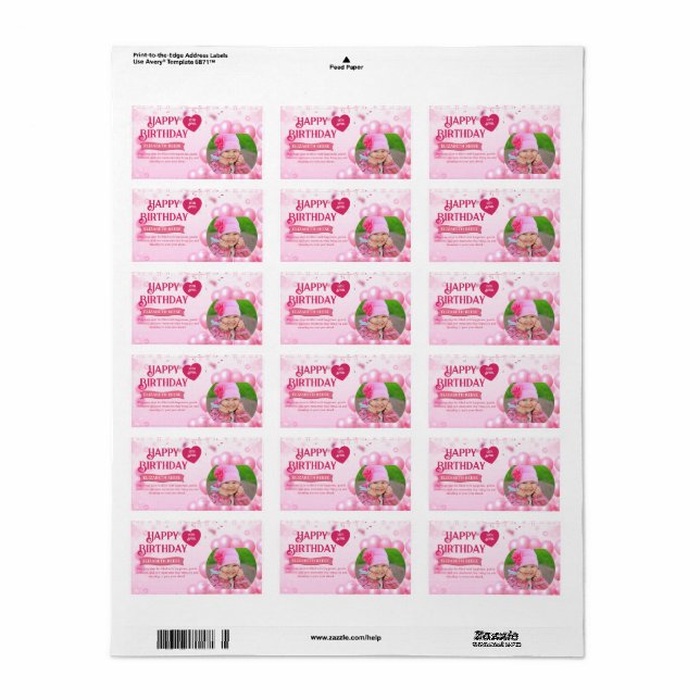 Jump and Play Birthday Invitation Photo Card  Label (Full Sheet)