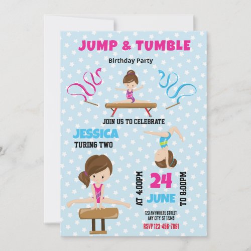 Jump and Tumble  Birthday Party Invitation