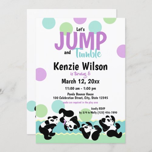 Jump and Tumble Pandas Birthday Party Invitation