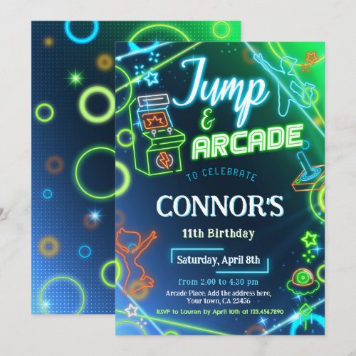 Jump Arcade Neon Glow Birthday Party
