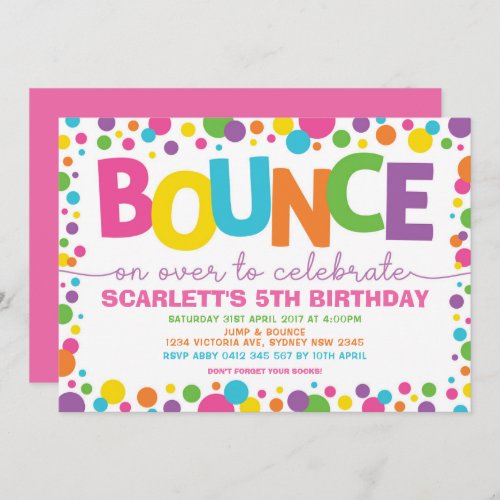 Jump Birthday Bounce House Trampoline Party Invitation