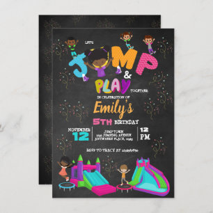 Jump Birthday  Bounce Trampoline Colorful  Invitation