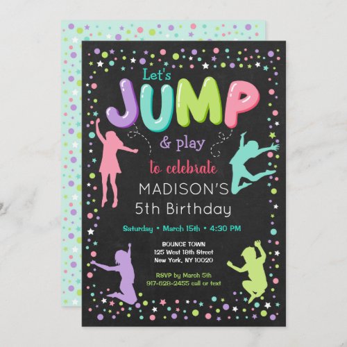 Jump Birthday Bounce Trampoline Invitation