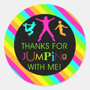 Jump Birthday Girl Matching Thank You Stickers