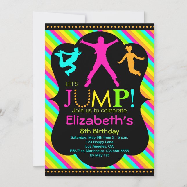 Jump Birthday Invitation - Bounce House Trampoline (Front)