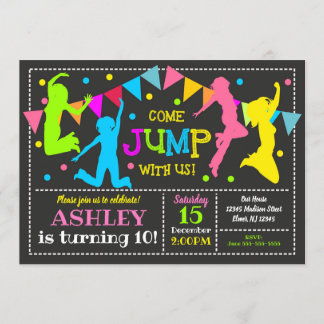Jump Birthday Invitation Bounce House Trampoline