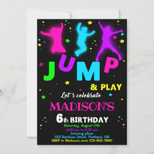 Jump birthday invitation Bounce trampoline invite