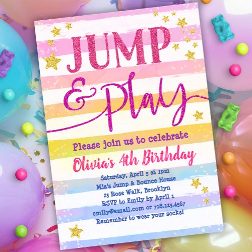 Jump Birthday Invitation Girls Jump  Play Party