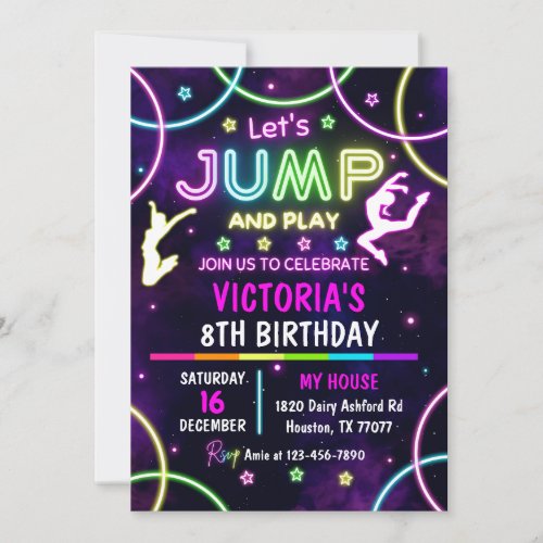 Jump Birthday Invitation Jump Invite Trampoline  Invitation