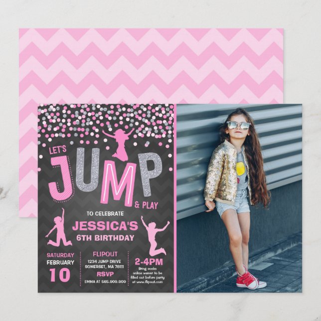 Jump Birthday Invitation Jump Trampoline Party (Front/Back)